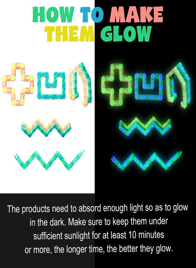 LaRandom 36 Pcs Fidget Wacky Tracks Toys Bulk Light up Snap Fidgets Snake Click Sensory Toys Glow in The Dark 24 Links Puzzles for Kids Classroom School Adults Autism Stress Relief, Party Bag Fillers - Image 3